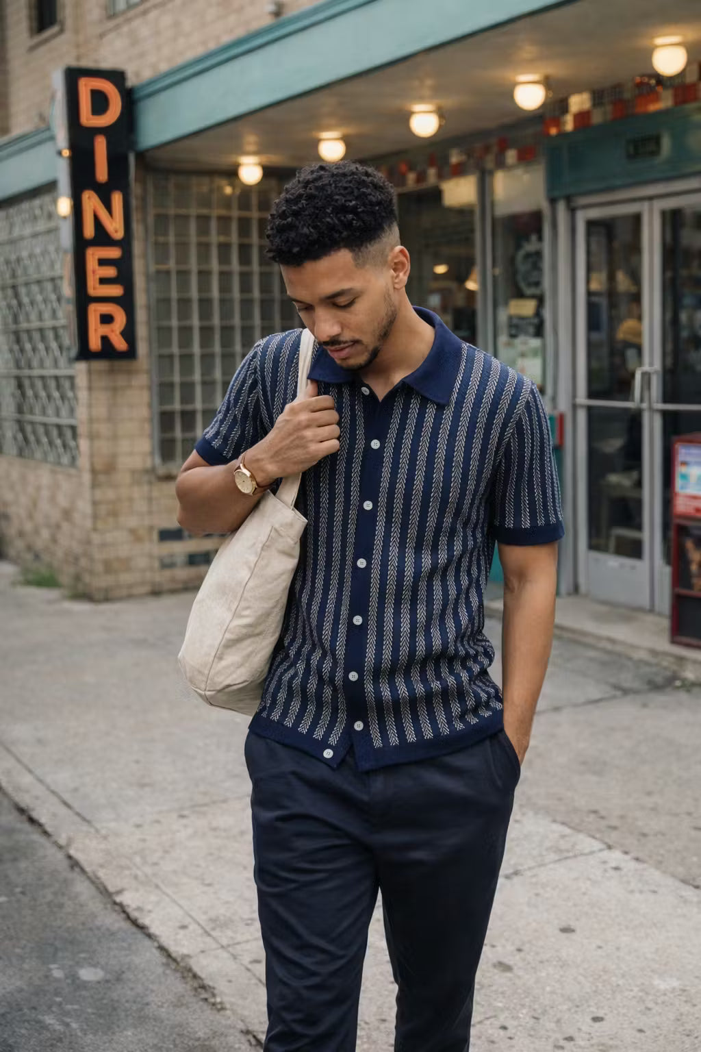 Chevron Jacquard Knit Polo Shirt