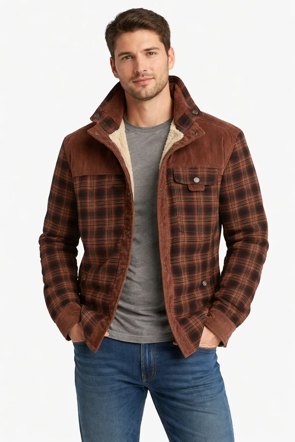 Men’s Plaid Button Jacket
