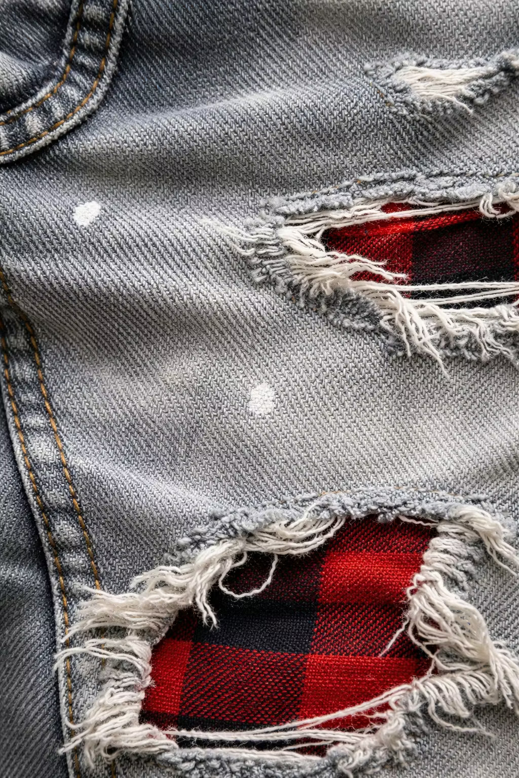Grey Distressed Patch Jeans