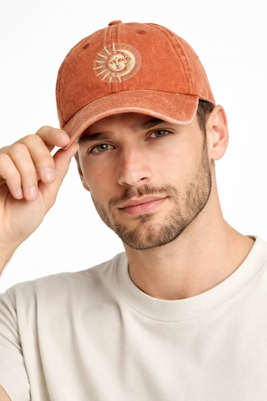 Solar Eclipse Embroidered Washed Cap