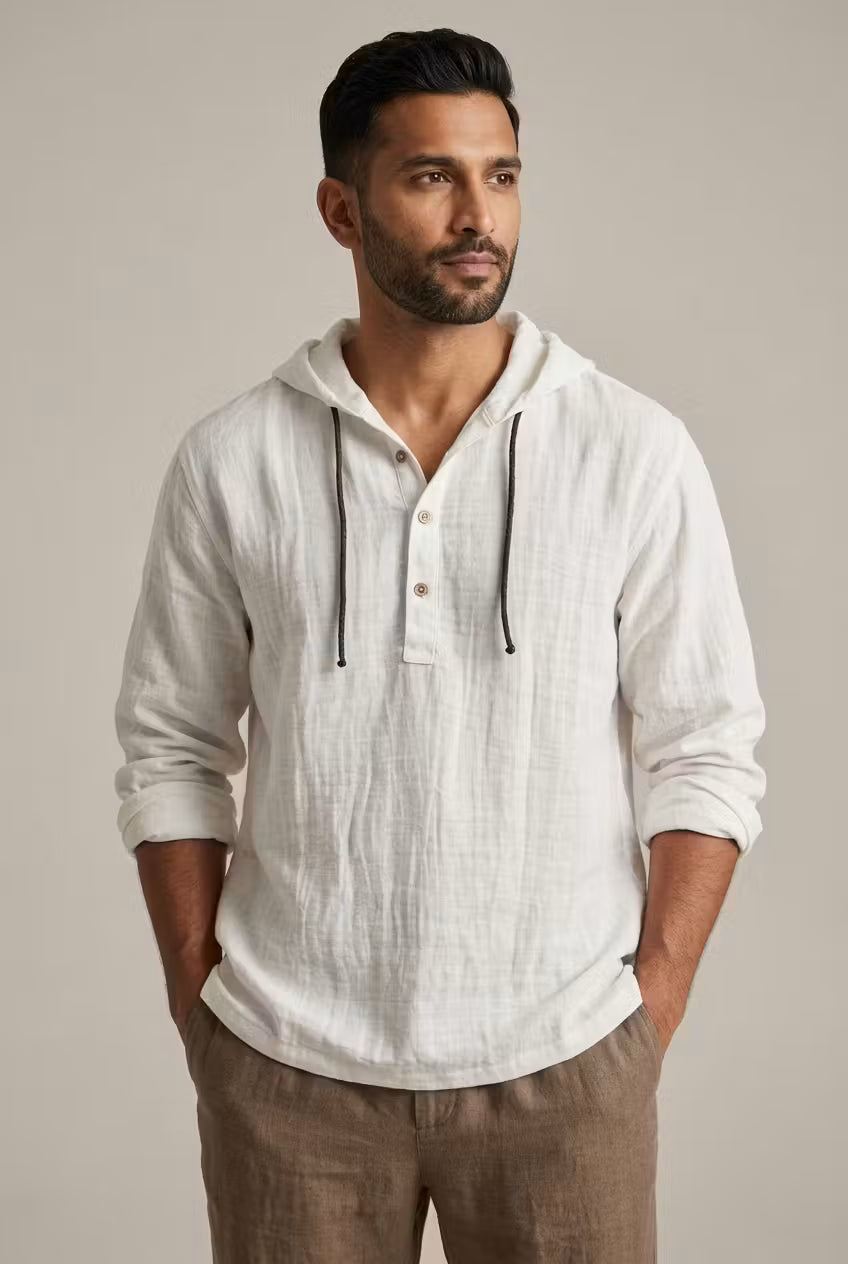 Hooded Henley Shirt