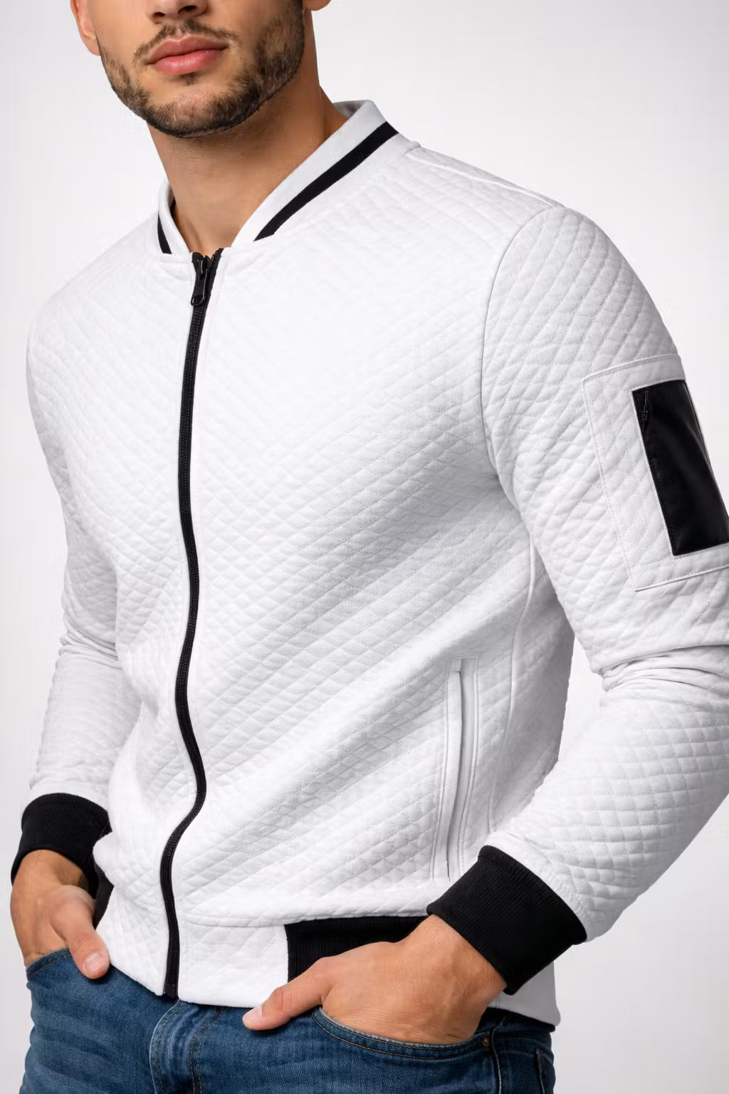 Men’s Textured Quilted Zip Jacket