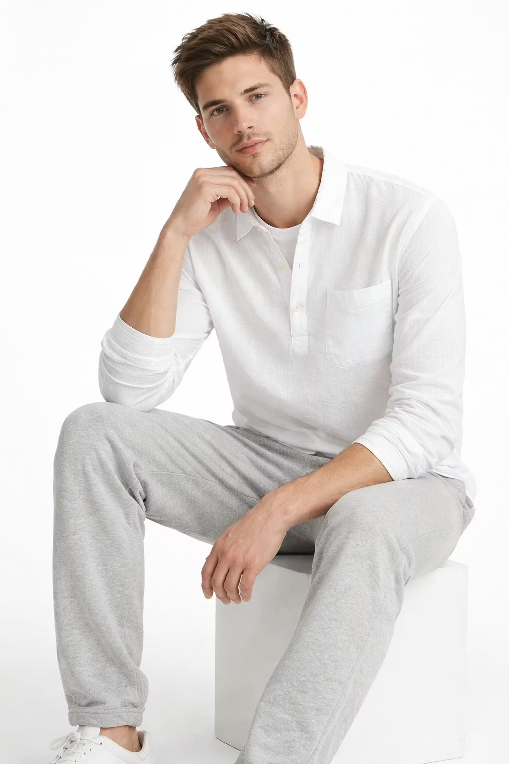 Men’s Cotton Home Long Sleeve Pullover Shirt