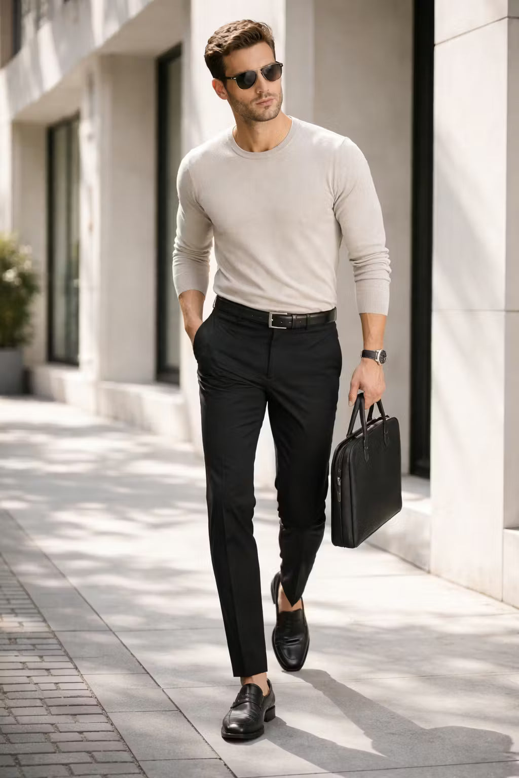 Tailored Straight-Leg Dress Trousers