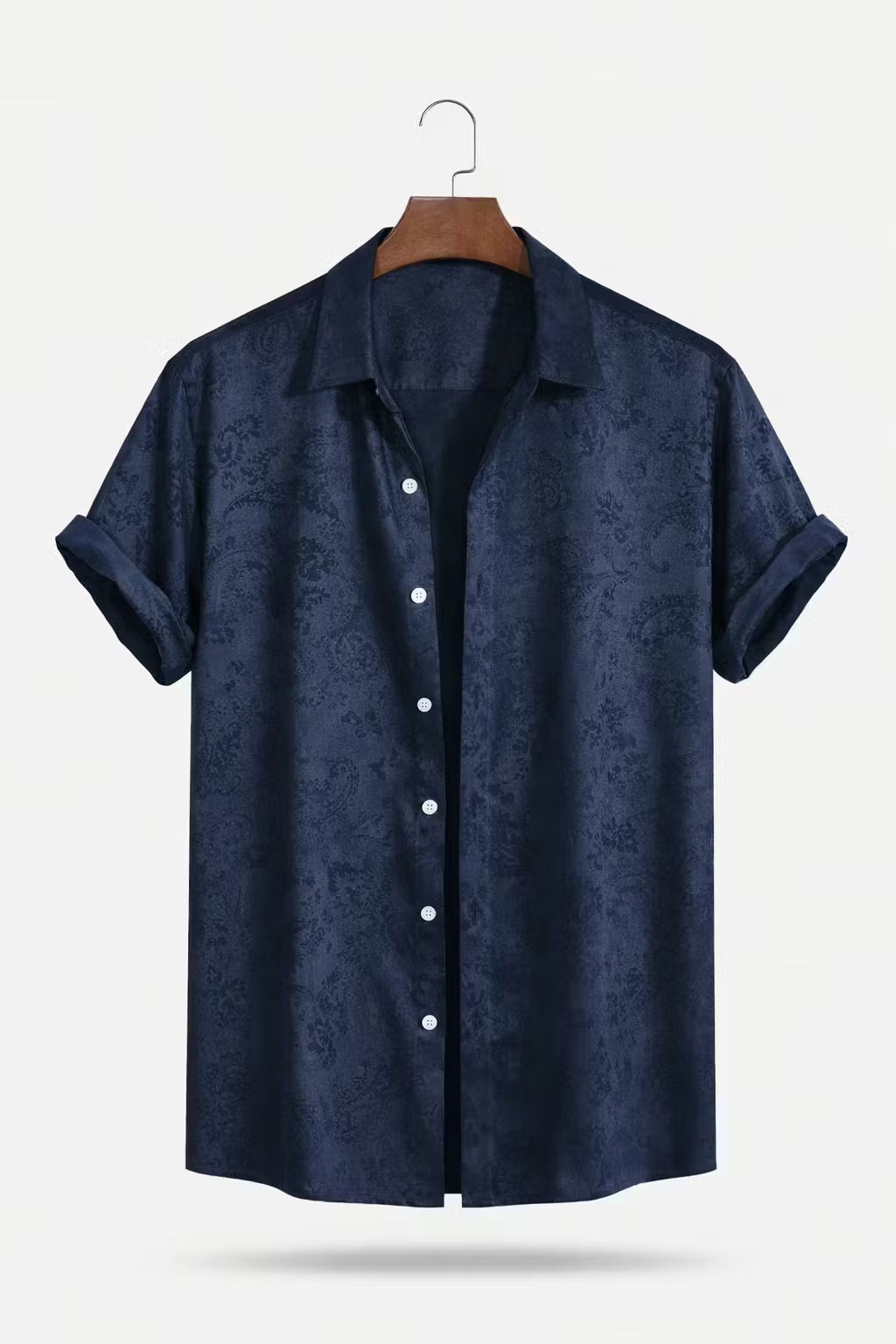 Paisley Jacquard Short Sleeve Button Shirt