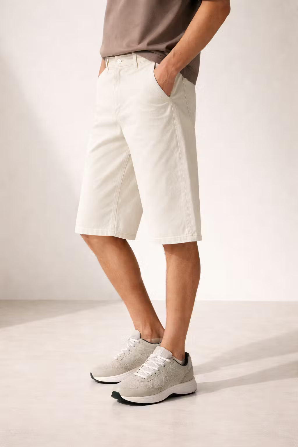 White Wide Leg Denim Jorts
