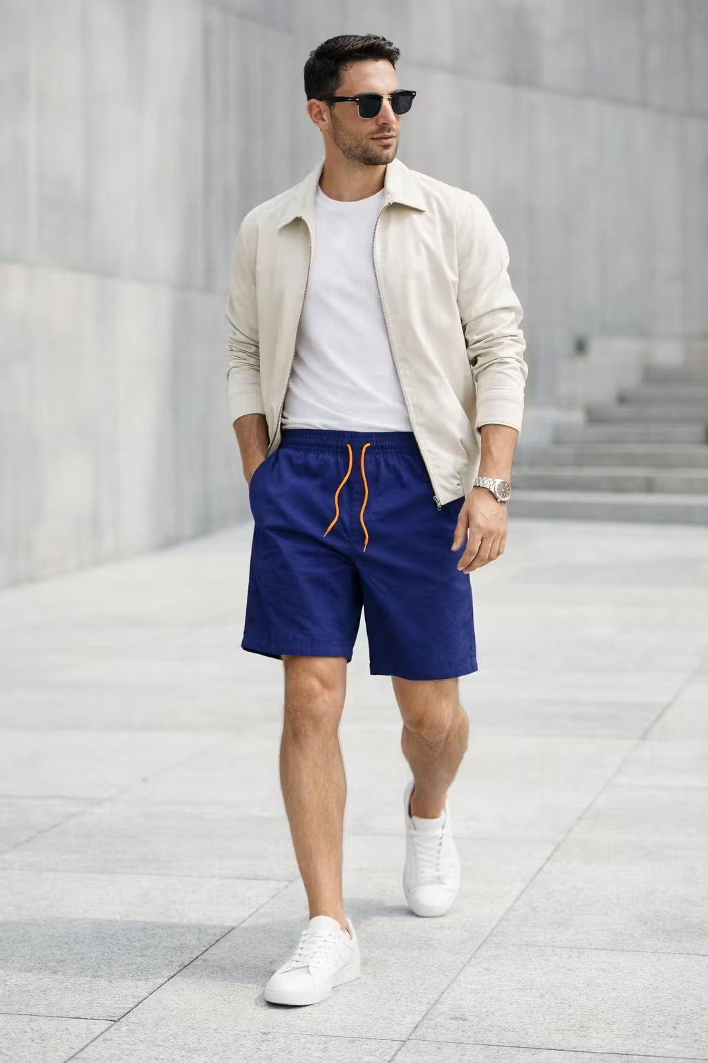 Elastic Drawstring Nylon Shorts