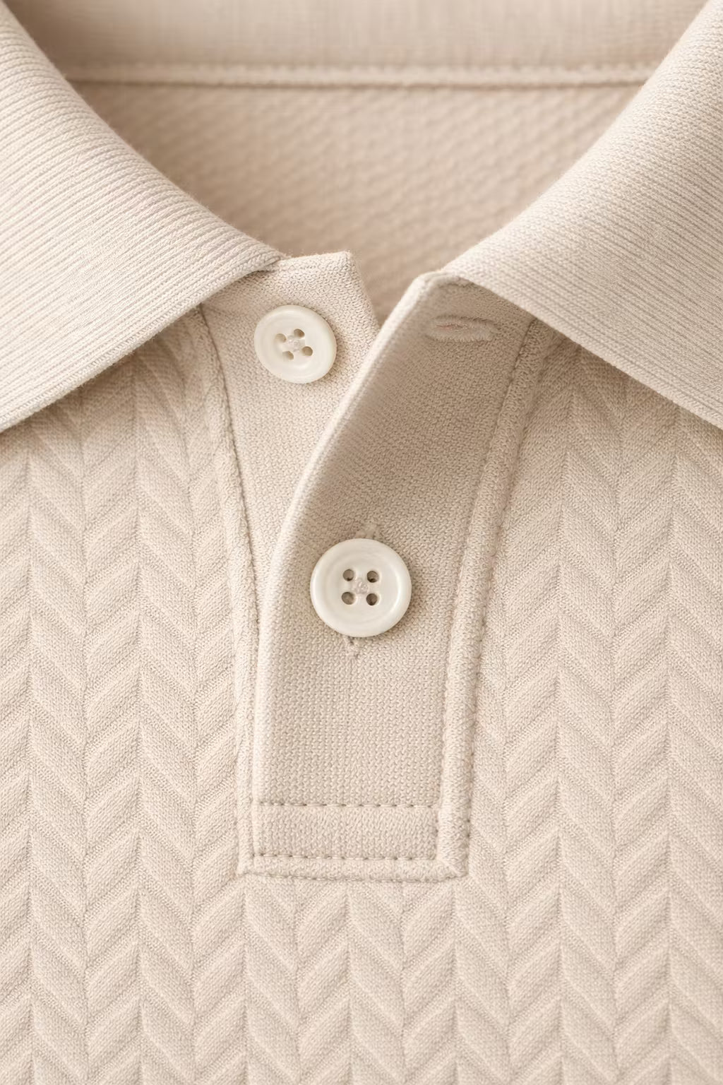Textured Chevron Knit Polo Shirt