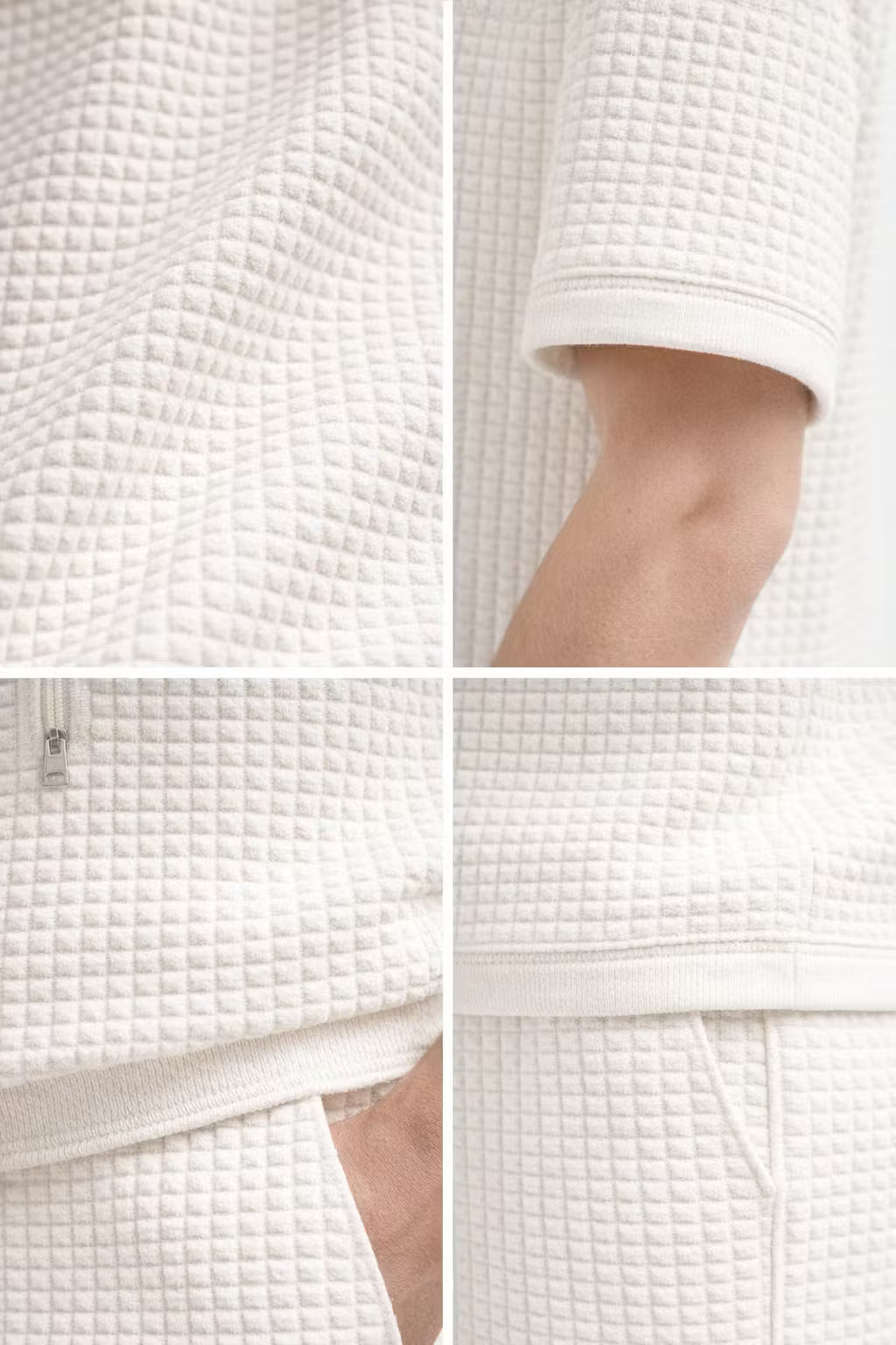 Grid Knit Cotton Monochromatic Short Set