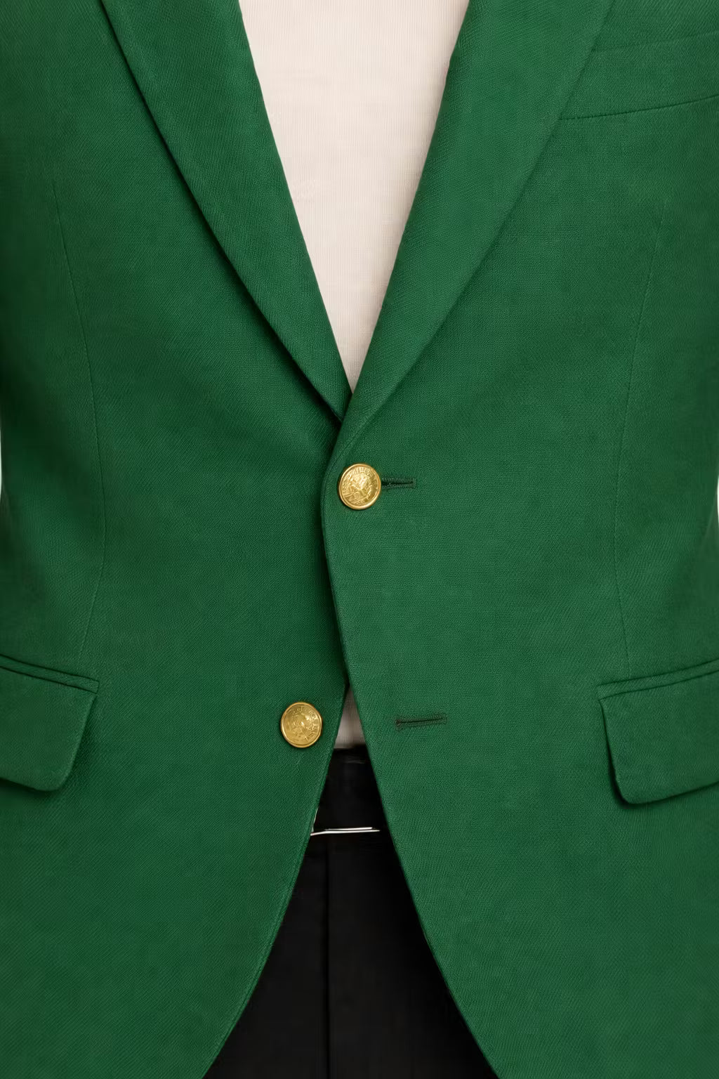 Men’s Green Blazer Jacket With Button Front Notched Collar