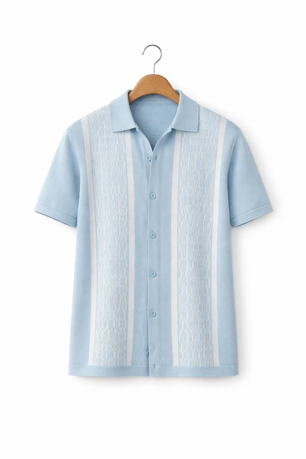 Vertical Stripe Textured Knit Button Shirt
