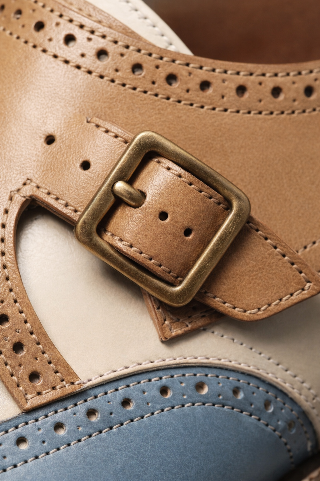 Tri-Tone Monk Strap Wingtip Oxfords