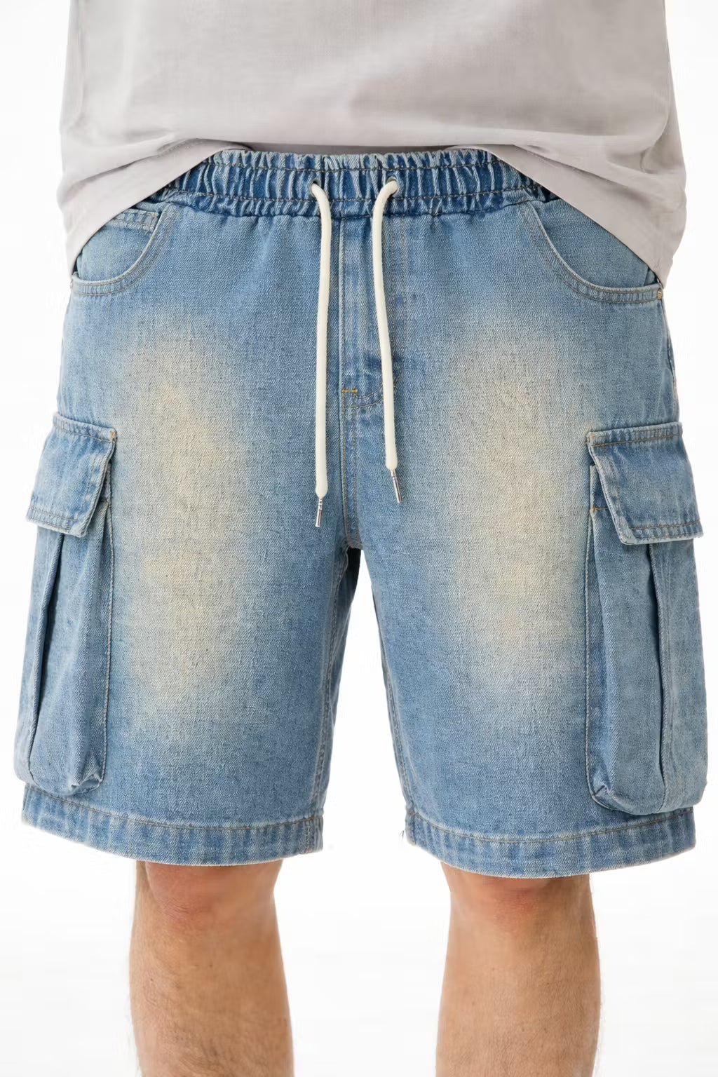 Utility Fade Cargo Denim Shorts