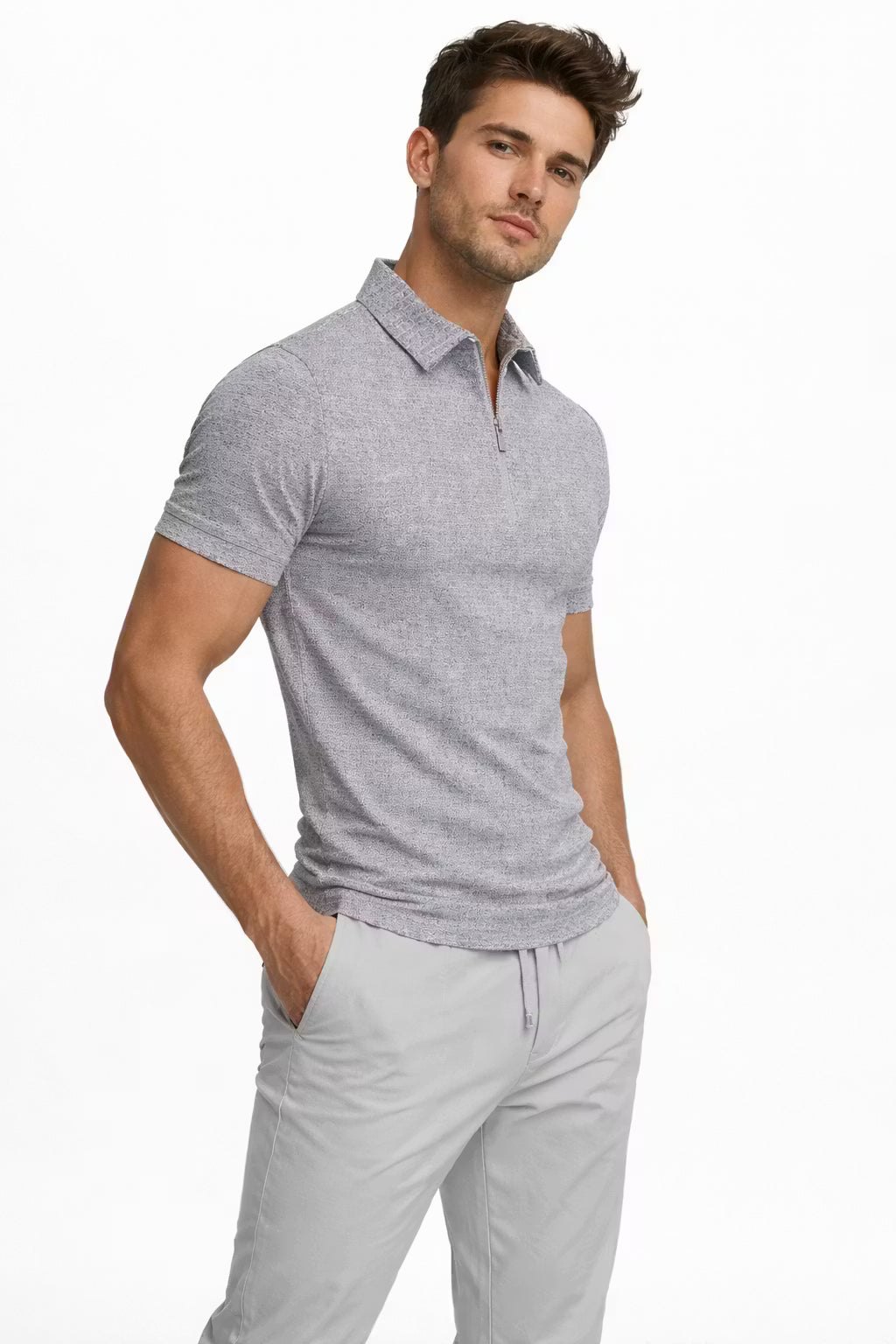 Easton Textured Zip Polo