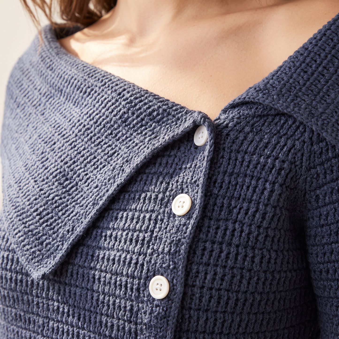 Mirelle gebreid vest met omslagkraag