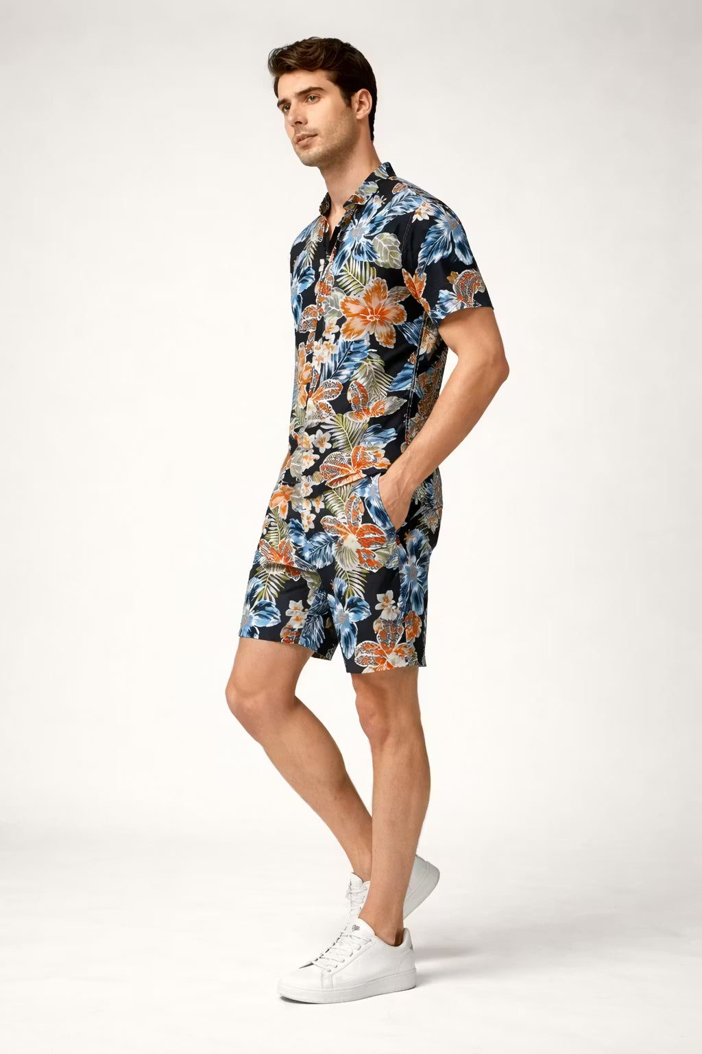 Tropical Floral Short Sleeve Men’s Romper