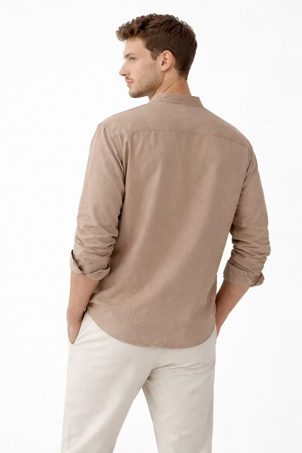 Men’s Linen Home Long Sleeve Button Shirt