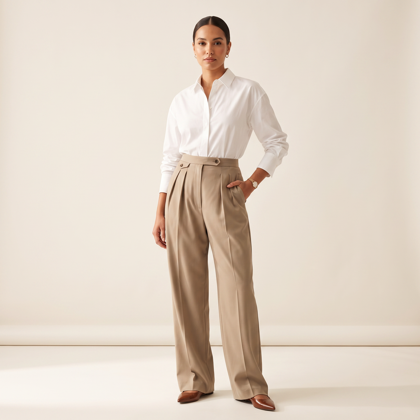 Dune broek met hoge taille en wijde pijpen