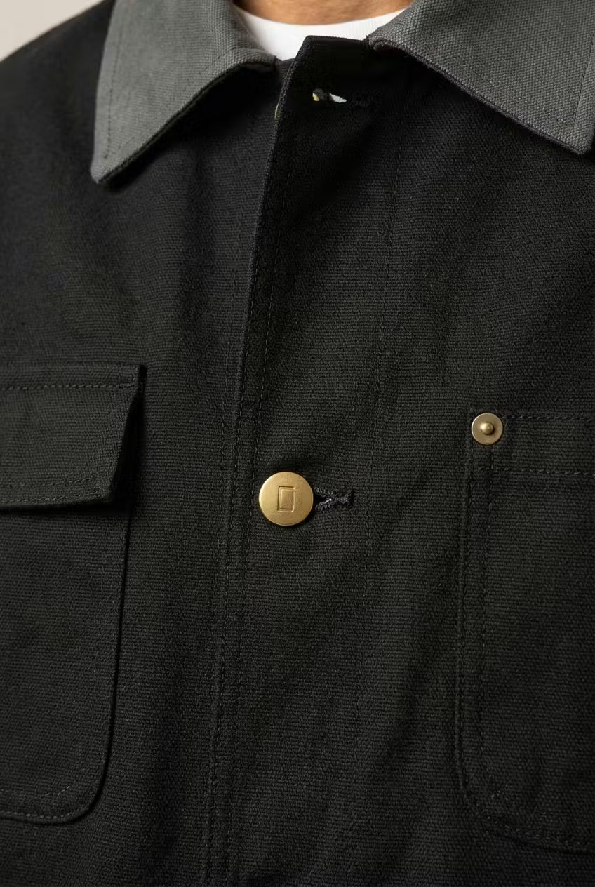Contrast Collar Utility Chore Jacket