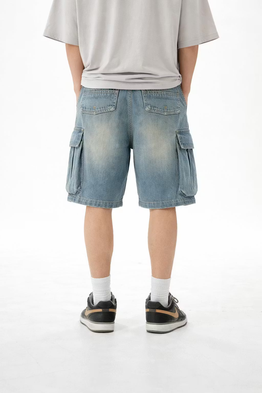 Utility Fade Cargo Denim Shorts
