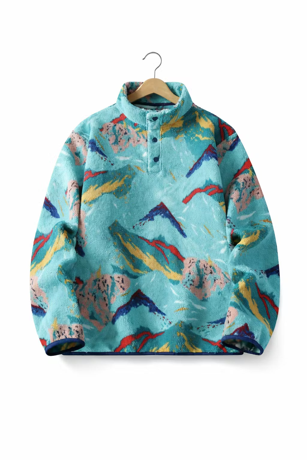 Abstract Fleece Pullover Jacket