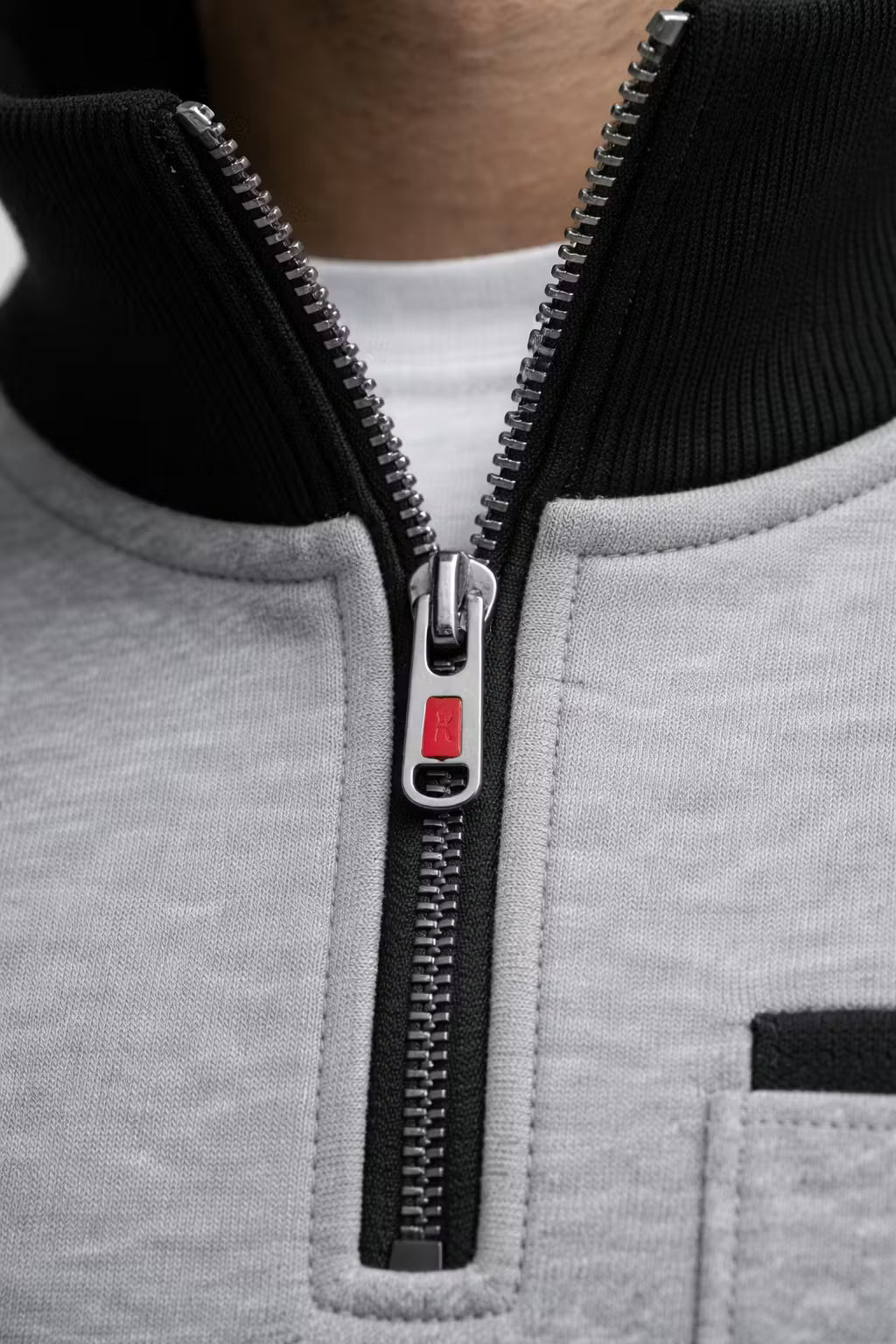 Men’s Quarter Zip Long Sleeve Pullover with Patched Elbows