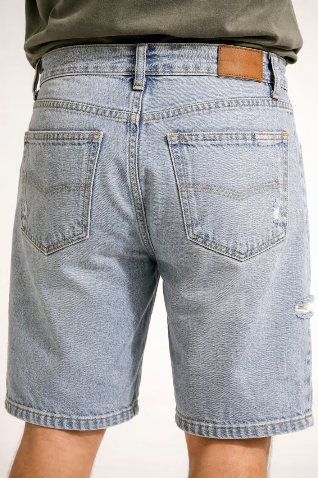 Distressed Light Wash Denim Shorts