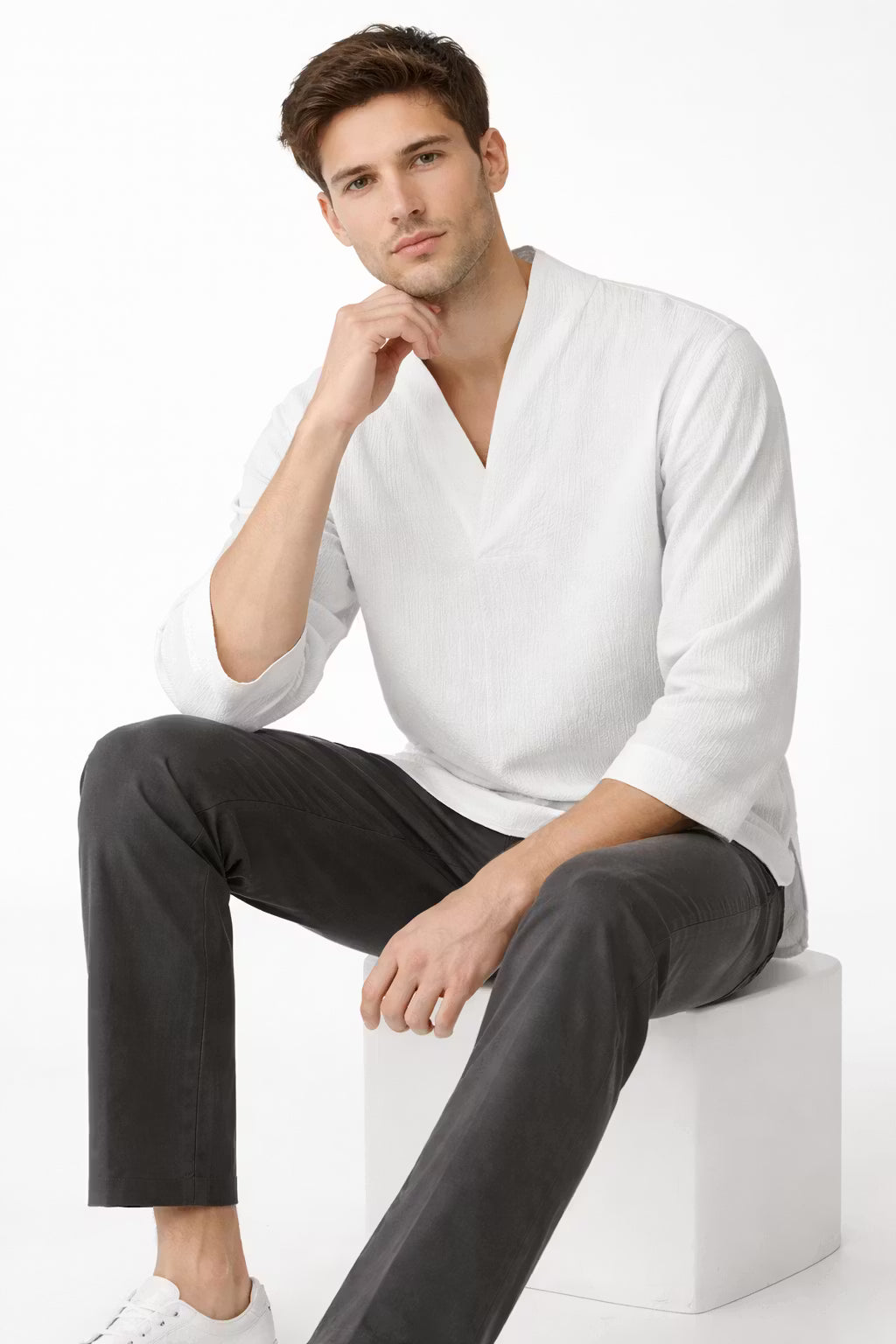 Men’s Cotton Home V-Neck Lounge Shirt