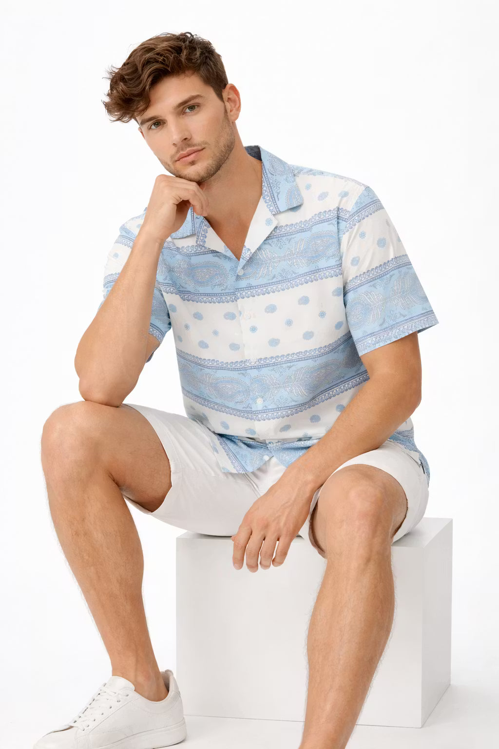 Paisley Stripe Camp Collar Shirt