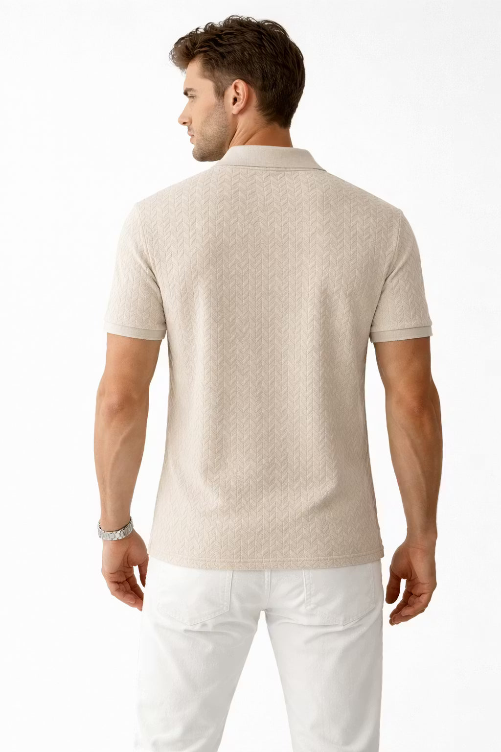 Textured Chevron Knit Polo Shirt