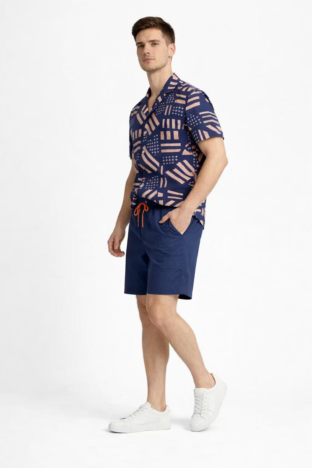 Geometric Print Shirt and Shorts Set