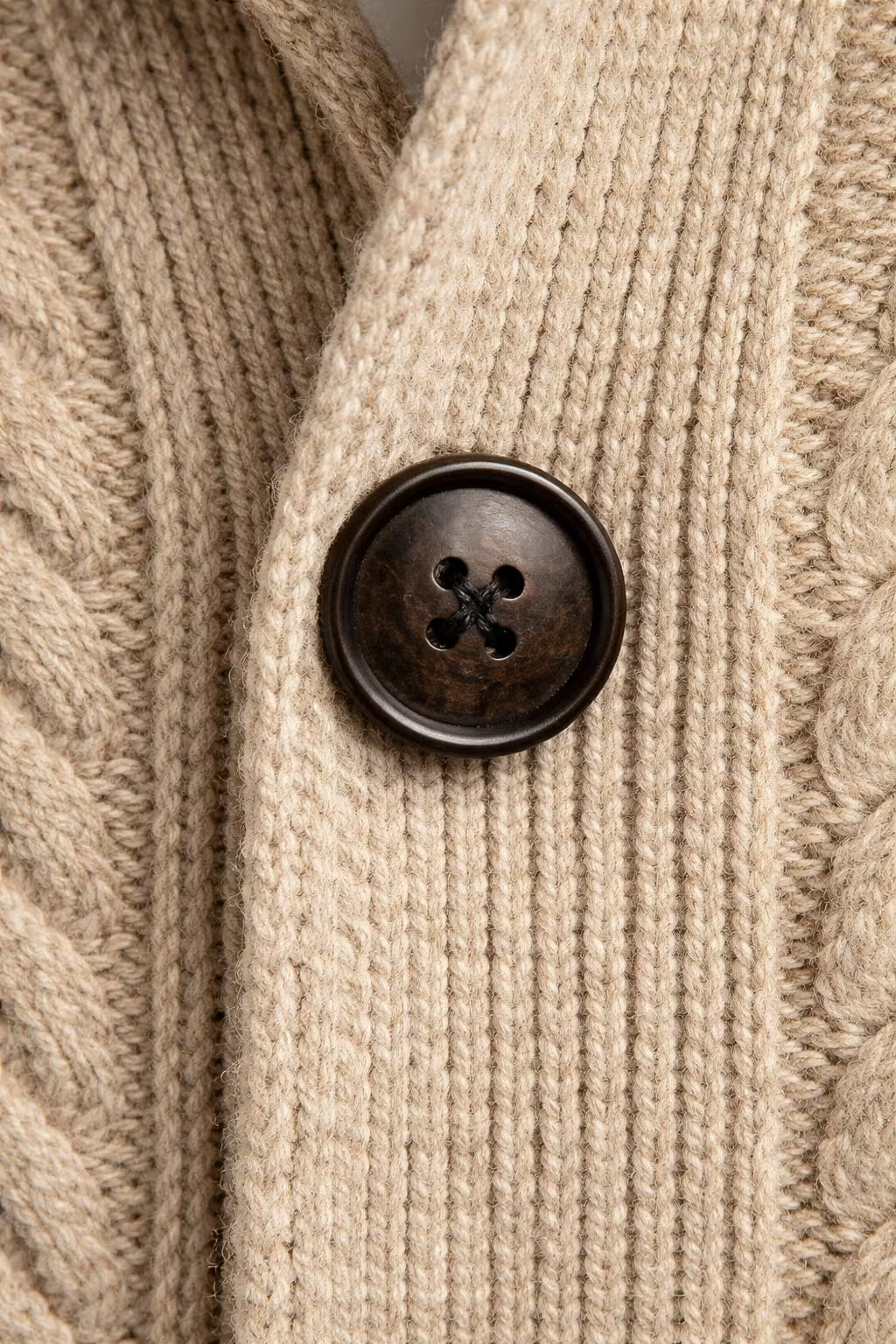 Cable Knit Button Front Cardigan Sweater