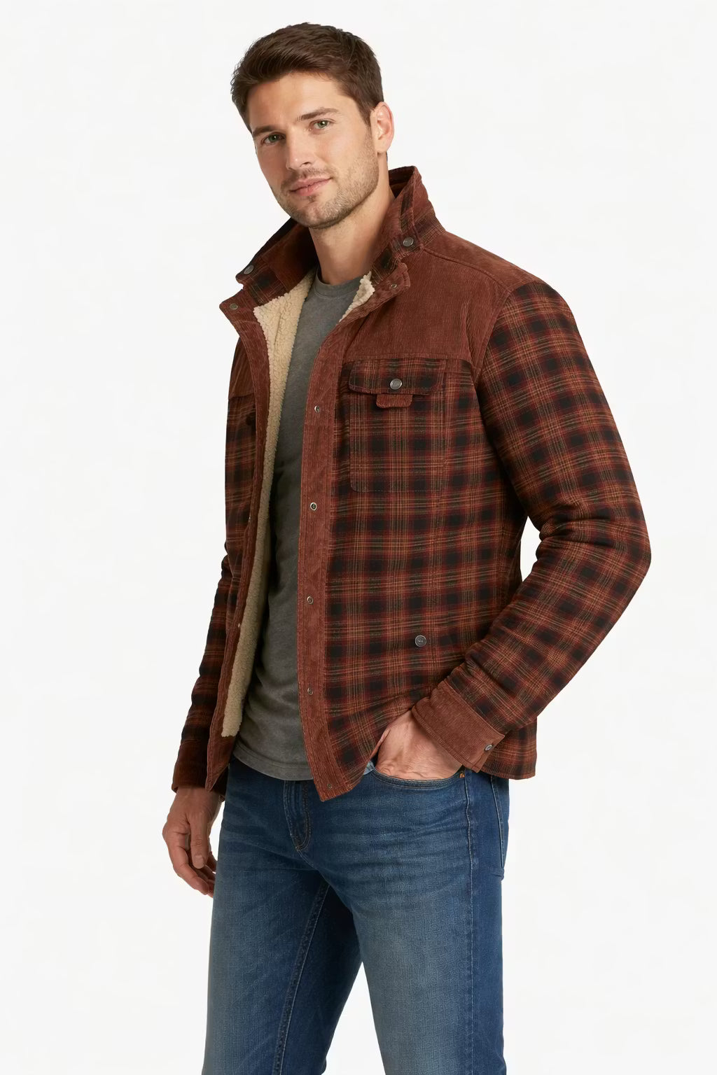 Men’s Plaid Button Jacket