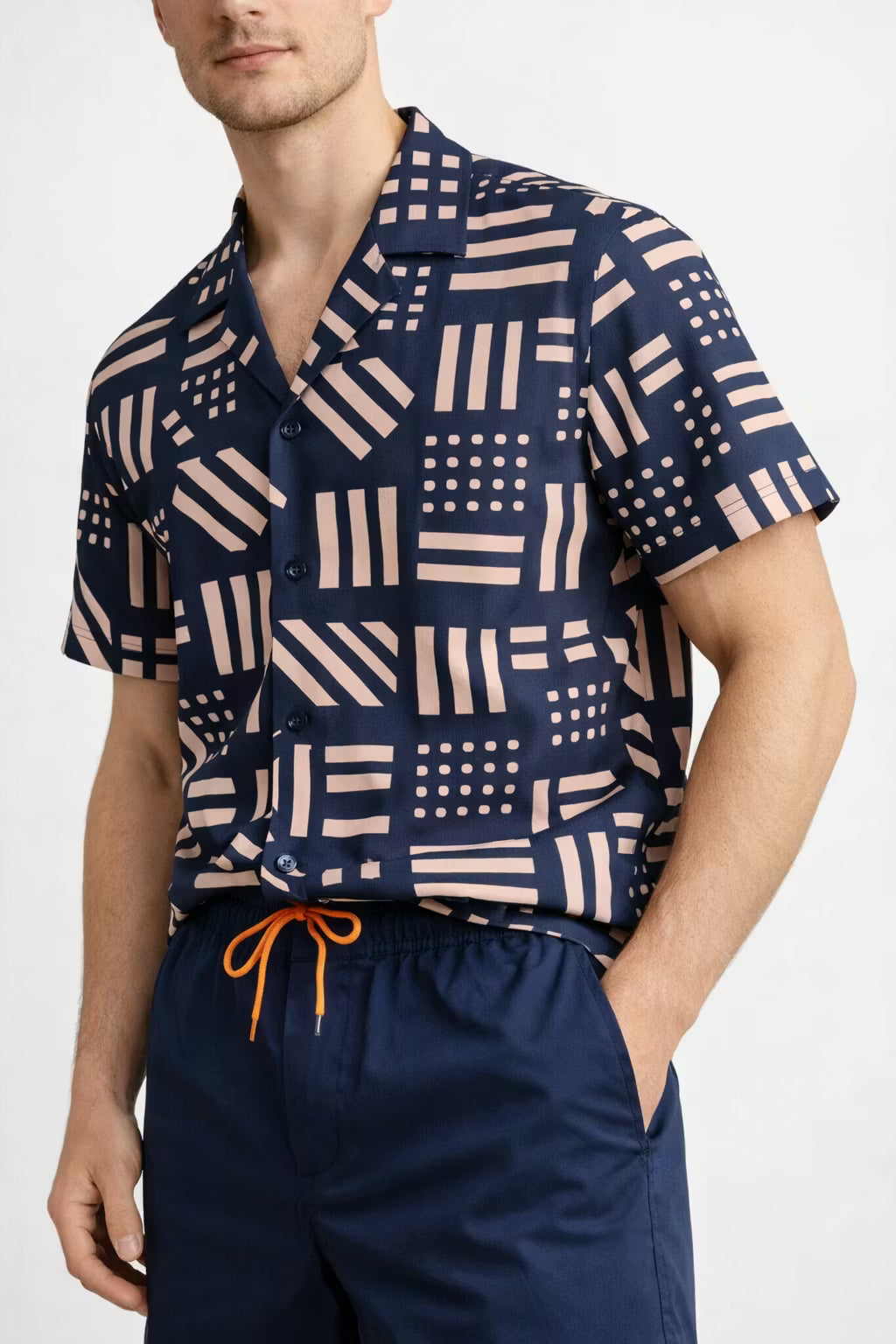 Geometric Print Shirt and Shorts Set
