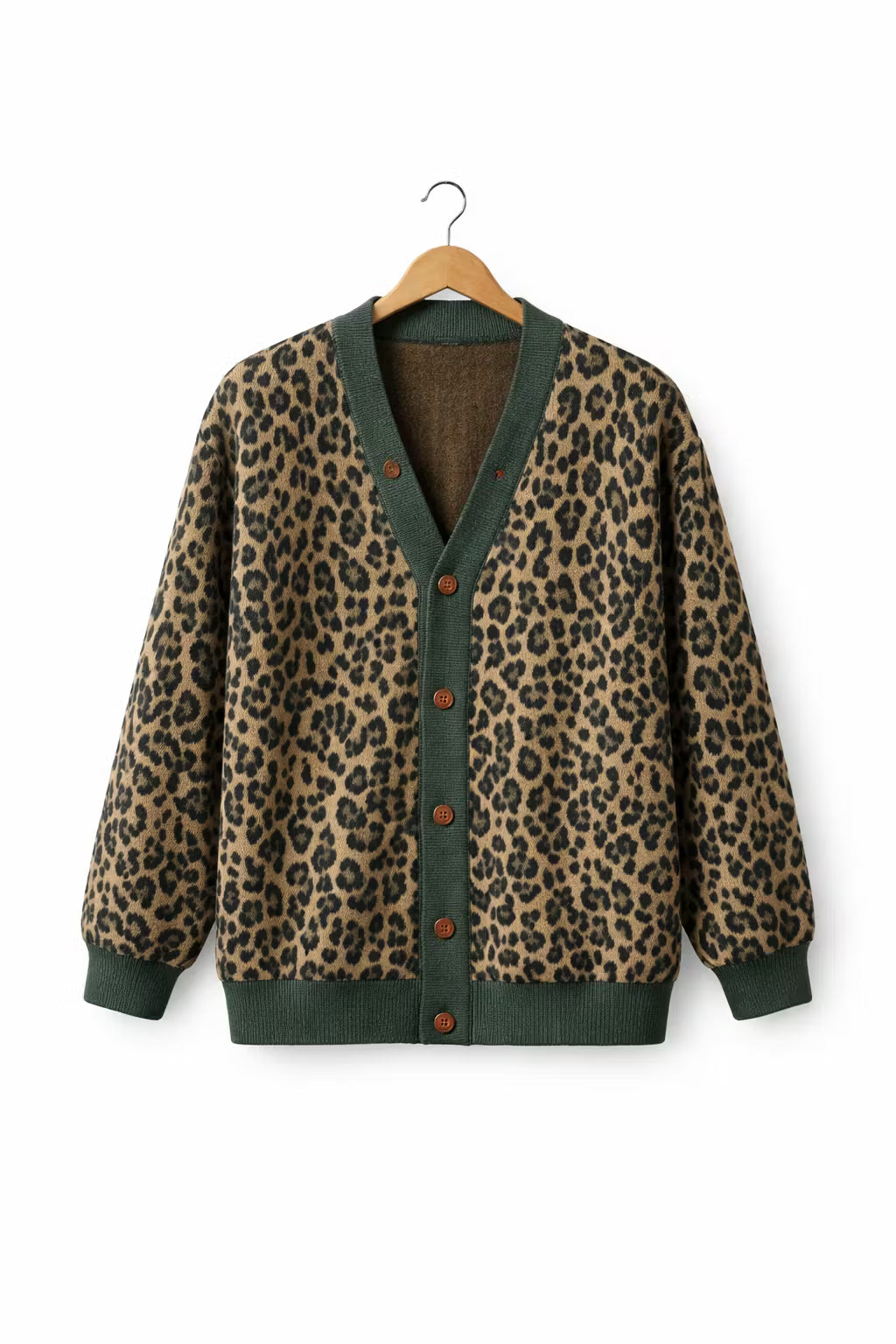 Leopard Knit Button Cardigan