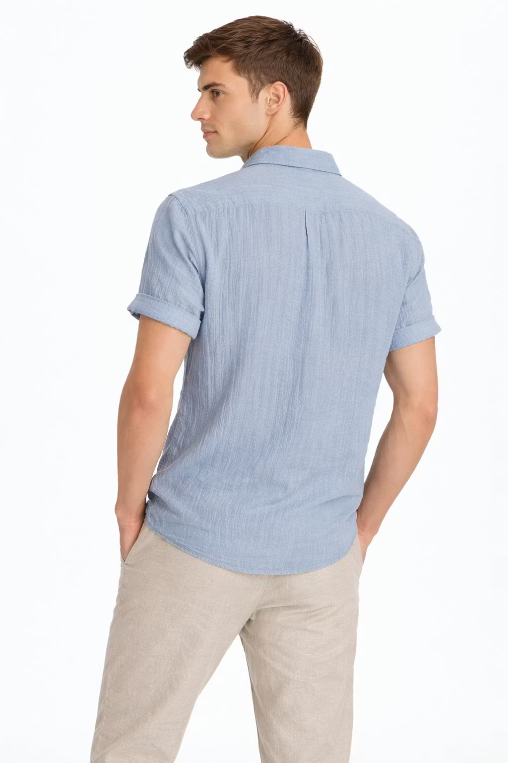 Men’s Linen Home Button Shirt