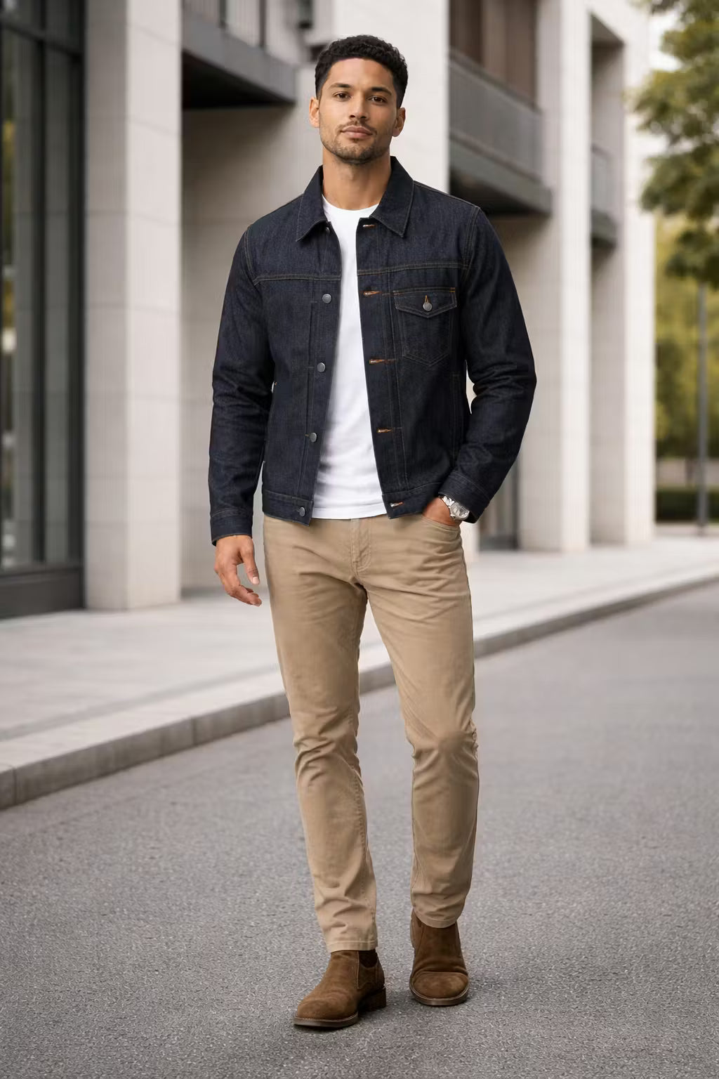 Men’s Dark Raw Denim Jacket