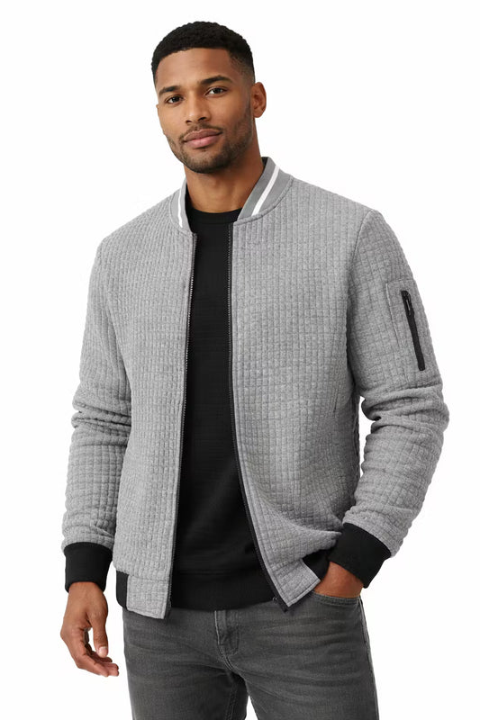 Textured Knit Bomber Jacket