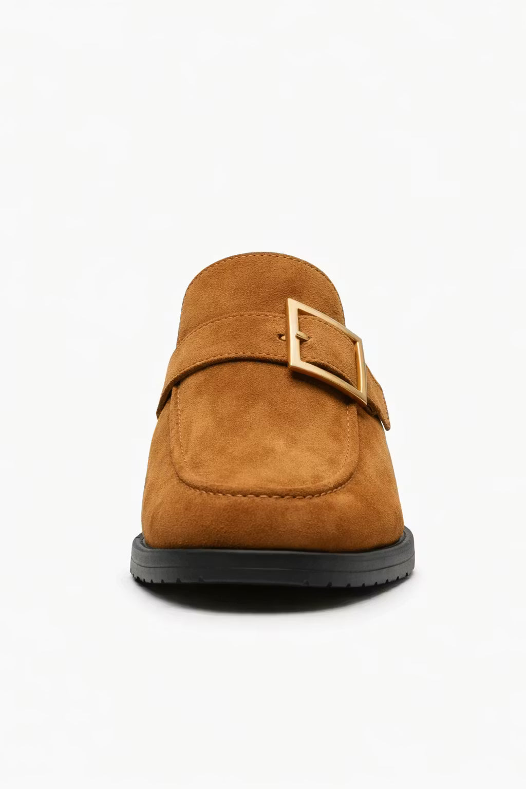 Suede Buckle Strap Dress Loafers