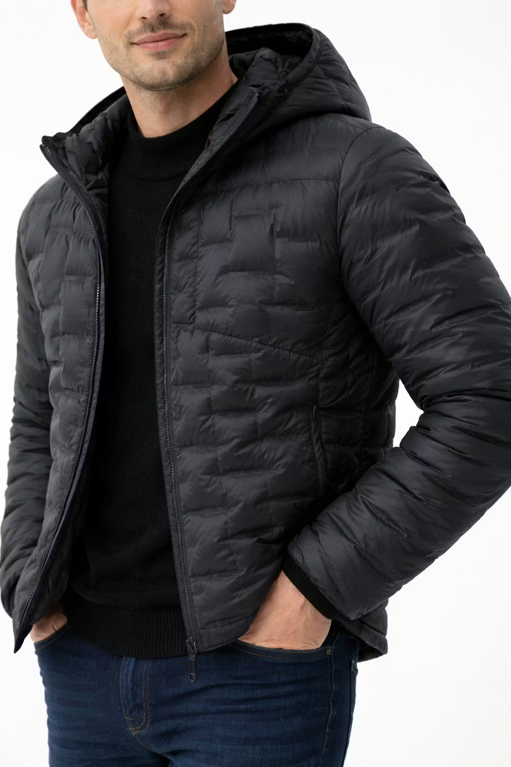 Midnight Alpine Quilted Hooded Jacket