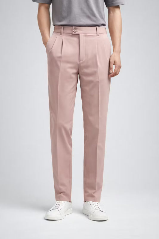 High-Waist Pleated Tailored Trousers