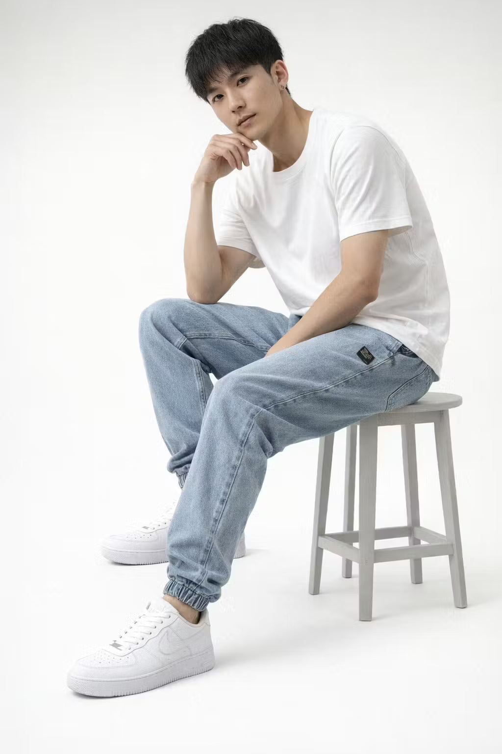 Denim Drawstring Jogger Pants