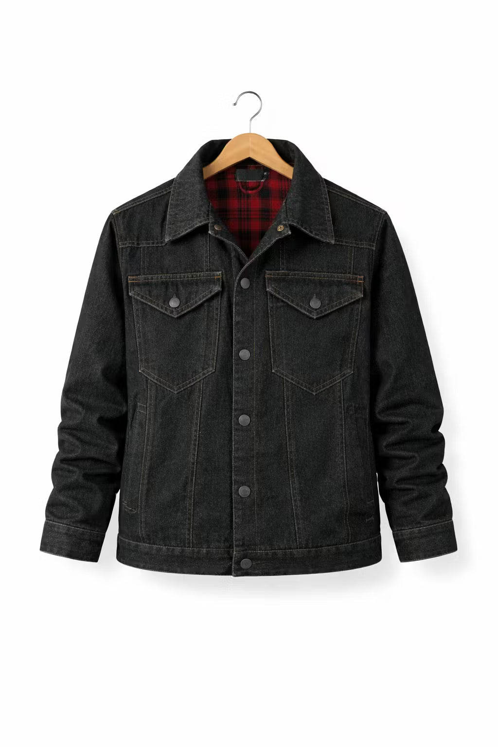 Men’s Button Front Lined Denim Jacket for Outdoor Wear