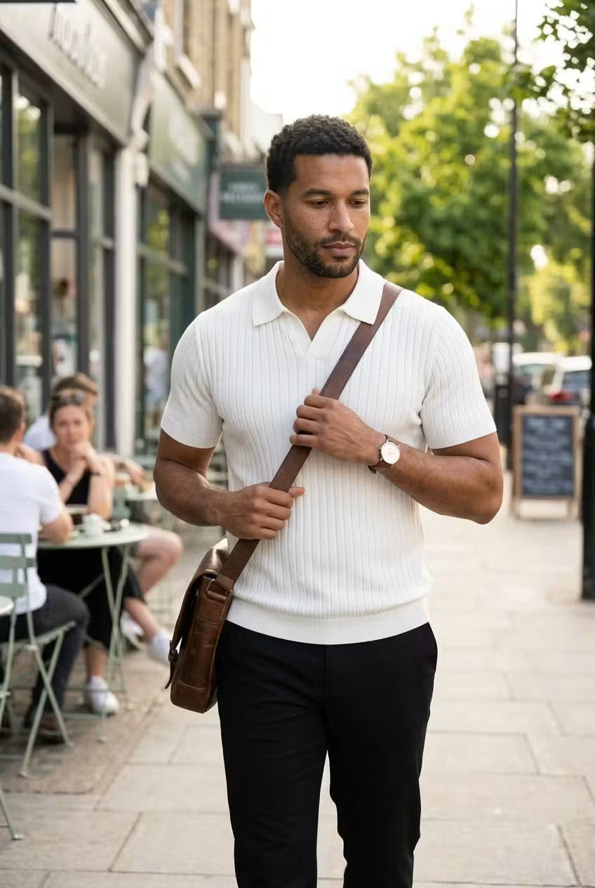Harbour Line Ribbed Knit Polo