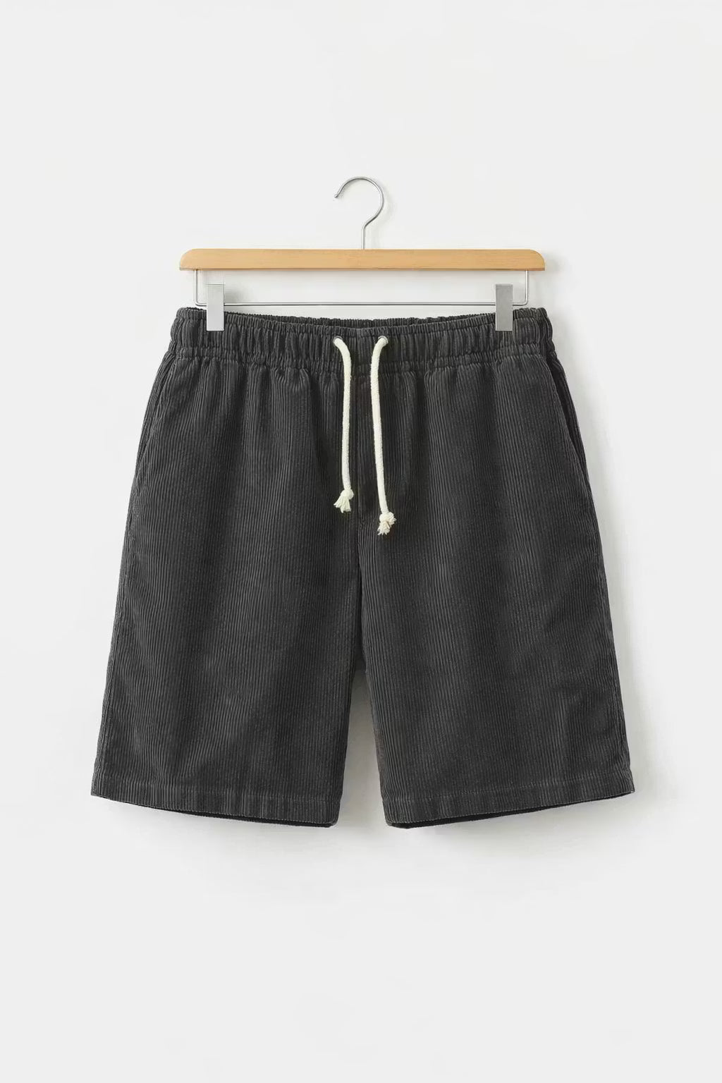 Ribbed Corduroy Drawstring Shorts