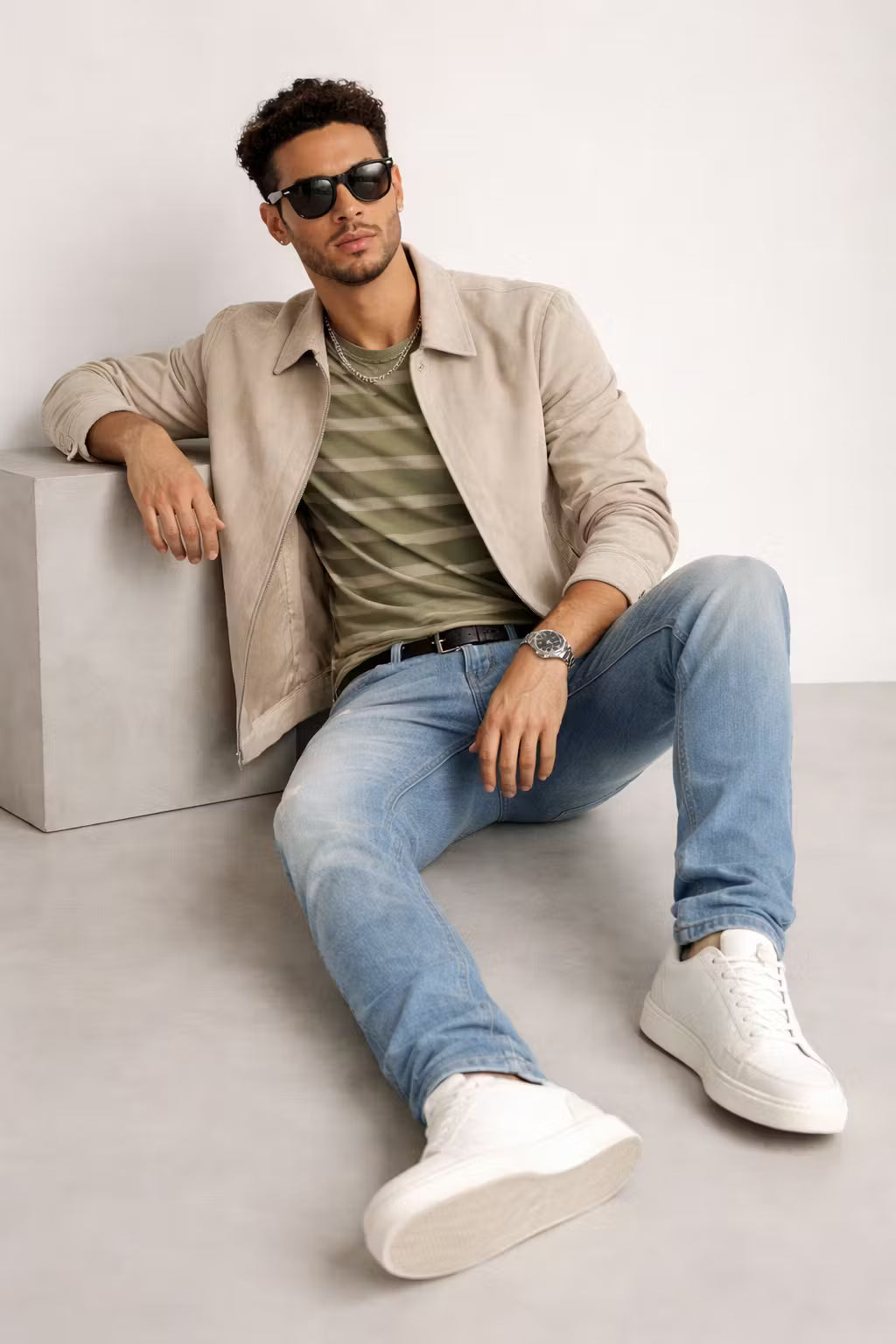 Men’s Distressed Denim Jeans With Straight Fit Button Fly And Worn Texture