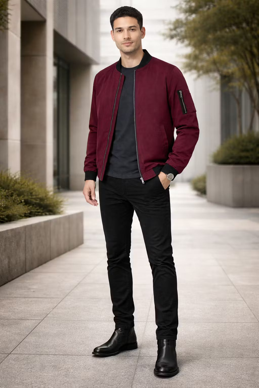 Structured Zip Bomber Jacket