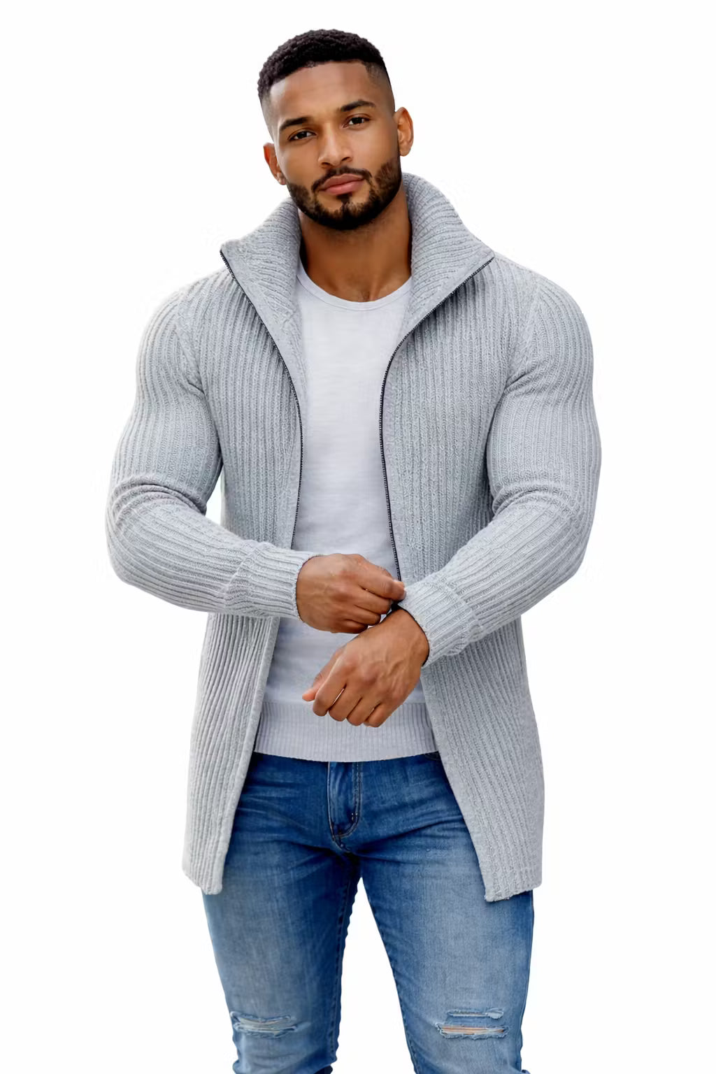 Ribbed Shawl Collar Cardigan