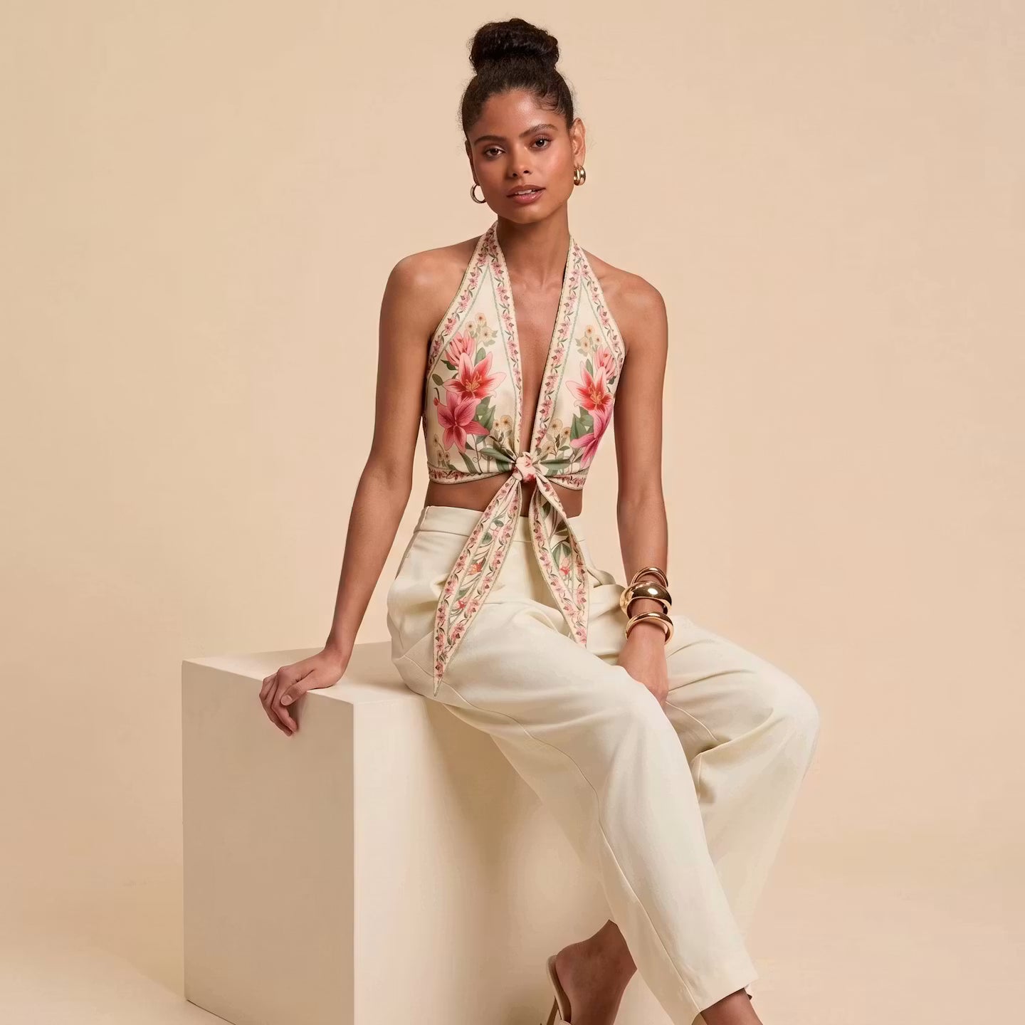 Fleur Tie Halter Top