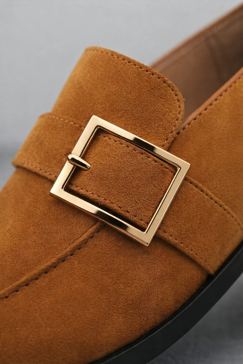 Suede Buckle Strap Dress Loafers